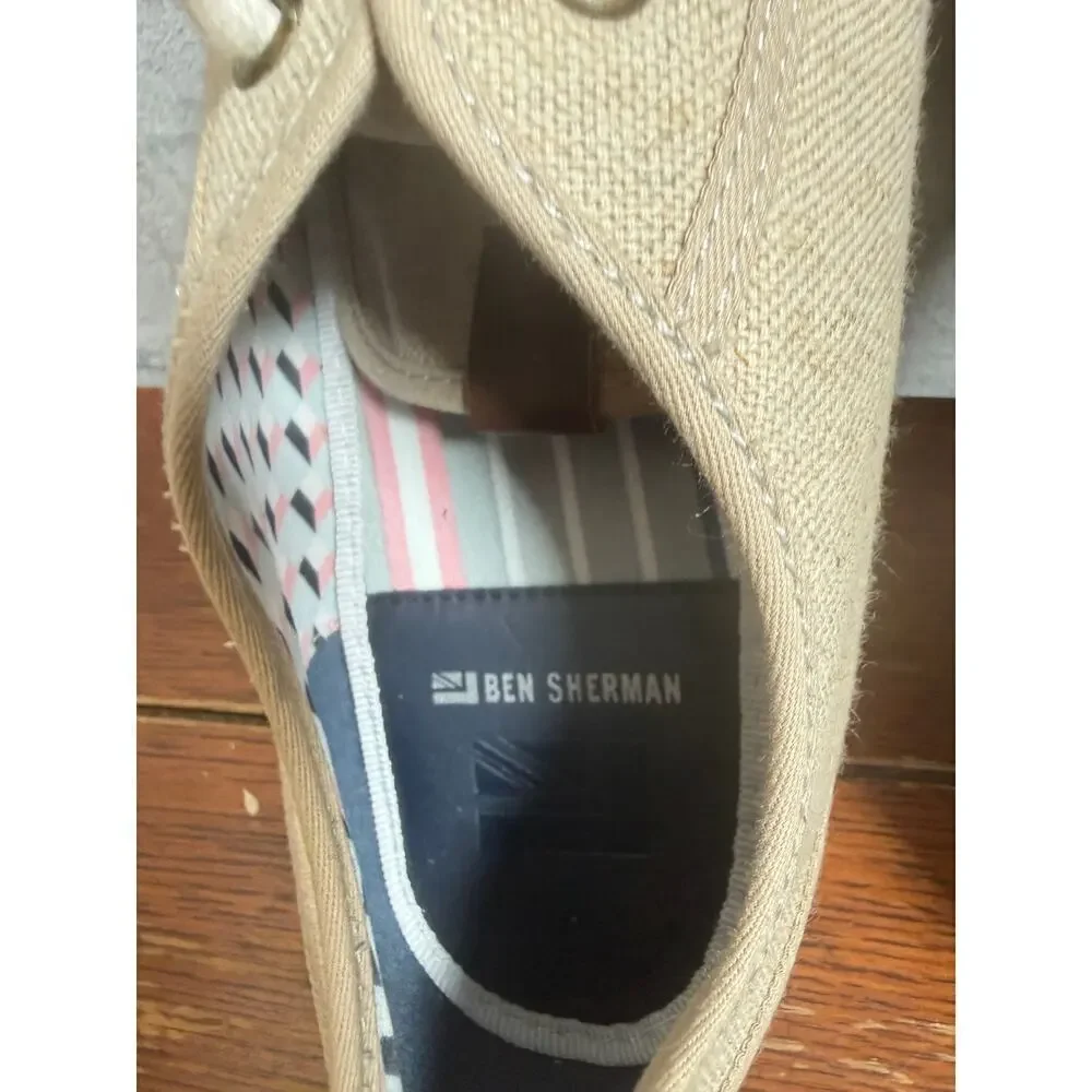 Ben Sherman Beige Canvas Sneakers Low Top Casual Shoes Mens
